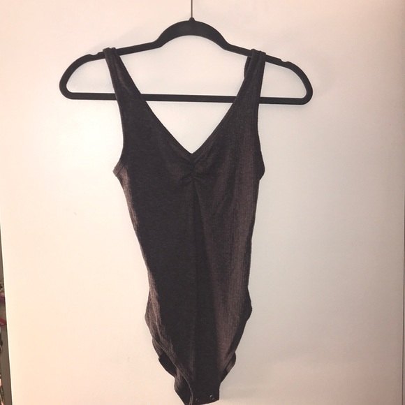 American Eagle Outfitters Tops - Grey Ribbed Bodysuit
